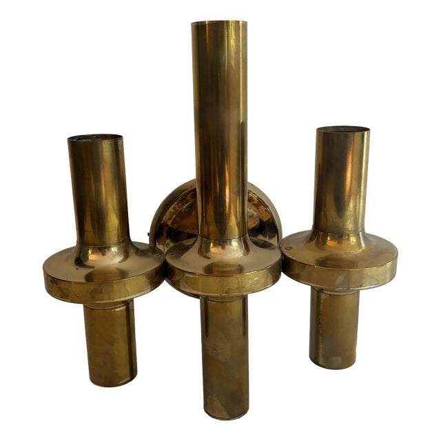 Brass Three-Light Wall Lamp by Gaetano Sciolari, 1970s For Sale