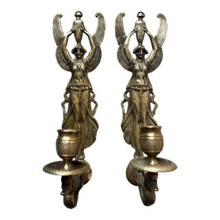 French Brass Angel Sconces, a 19th Century Pair For Sale