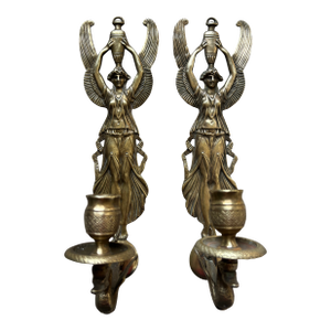 French Brass Angel Sconces, a 19th Century Pair