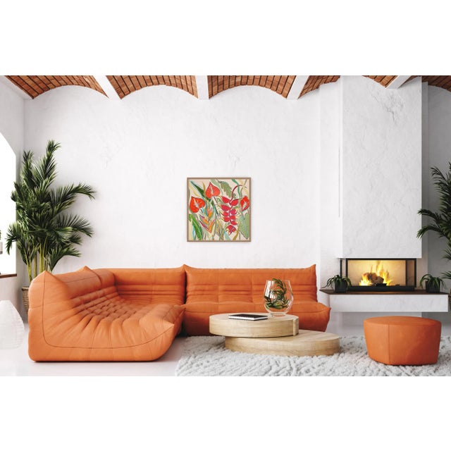 2023, Abstract Expressionist Botanical Painting of "Squared Tropical Garden", by Romina Milano For Sale In Miami - Image 6 of 7