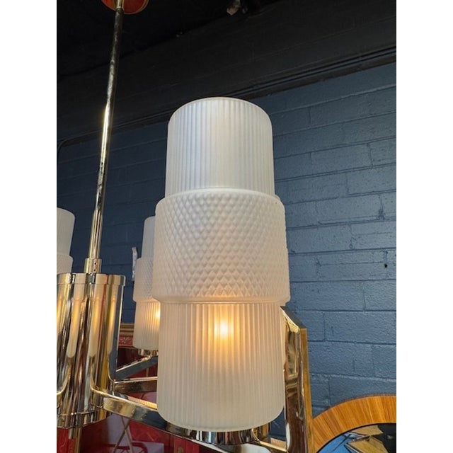 Modern Modern Murano Glass and Brass Chandelier For Sale - Image 3 of 6