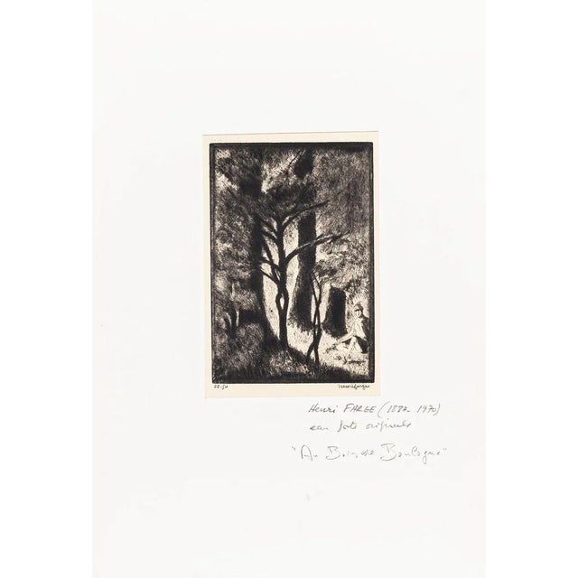 Image dimensions: 16 x 11 cm. Au Bois de Boulogne is an original modern artwork realized in the first decades of the XX...