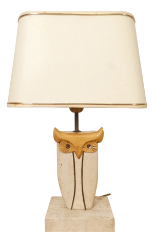 Travertine Owl Table Lamp, 1970s