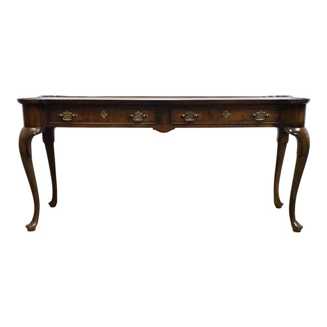 Hekman Furniture Burled Walnut Traditional Style 57" Accent Sofa Table W. Rounded Corners For Sale - Image 9 of 12