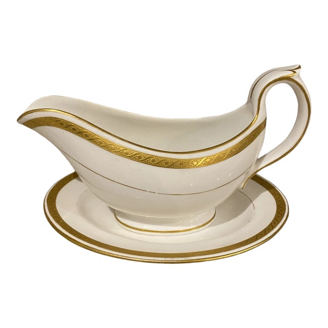 English White & Gold Saucer W/ Underplate For Sale