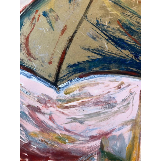 Helen Oji, Umbrella, Monotype with Hand Painting, Glitter, Asian American Art, Woman Artist, 1987 For Sale - Image 9 of 11