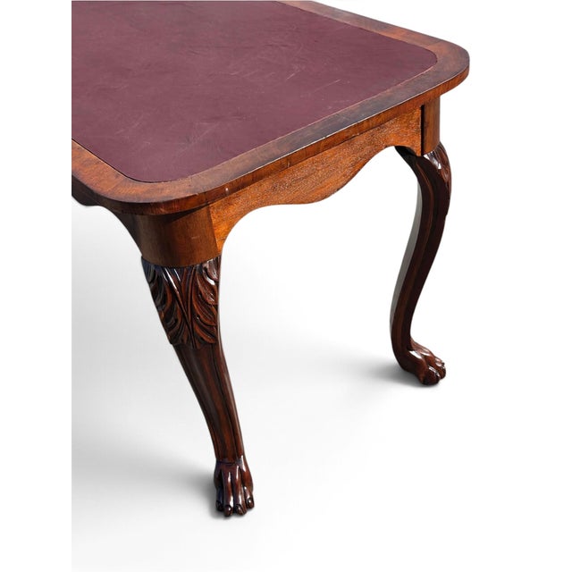 19th Century American Walnut Center/Desk/Parlor Table/New Reddish Brown Leather. For Sale In Philadelphia - Image 6 of 18
