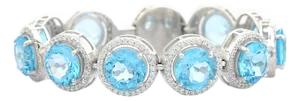 Modernist Boho Bracelet in 925 Sterling Silver in Round Blue Topaz