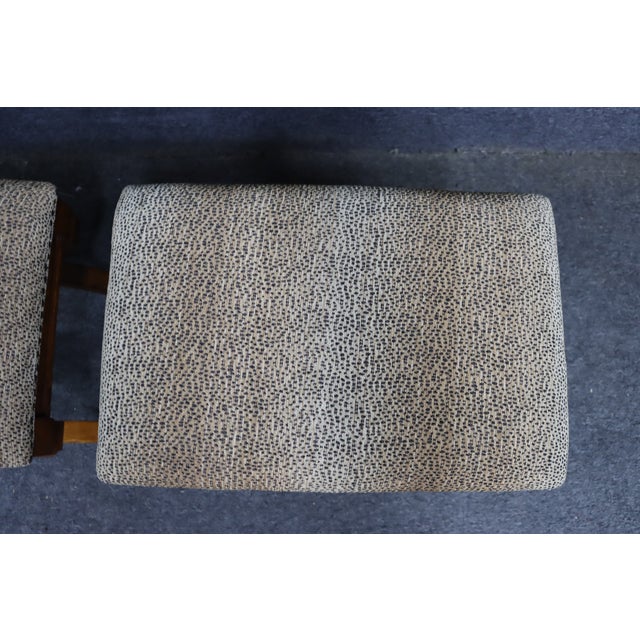 Wood Pair of Neoclassical Style X-Base Upholstered Stools For Sale - Image 7 of 11