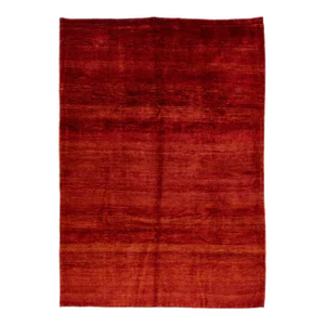 Solid Red Modern Gabbeh Style Handmade Room Size Wool Rug