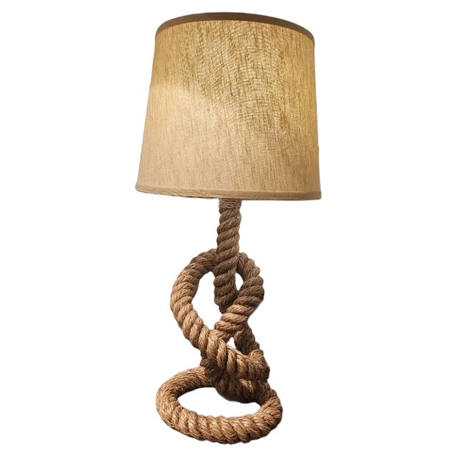 Vintage Desktop Lamp with Rope Structure | Chairish