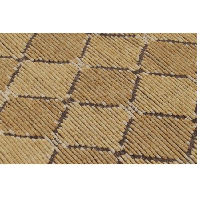 2010s Rug & Kilim’s Scandinavian Inspired Rug, Brown With Gold Geometric Patterns For Sale - Image 5 of 8