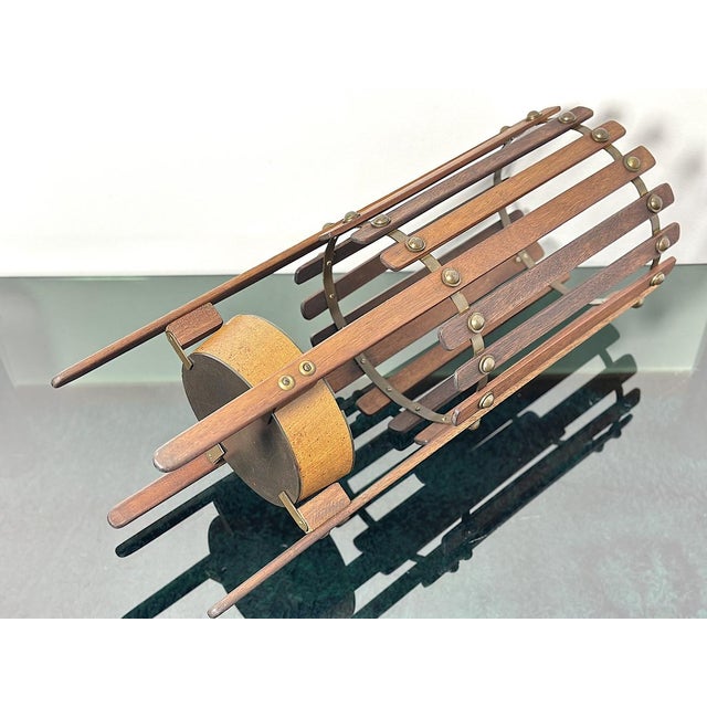 Brown Vintage Wood and Metal Magazine Rack, 1960s For Sale - Image 8 of 9