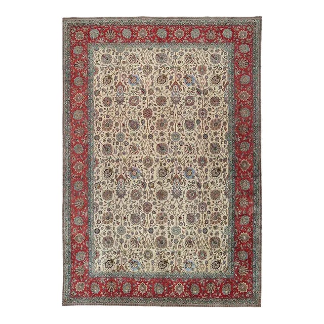 1960s Old Persian Tabriz Area Rug 12’0″ X 17’9″ For Sale