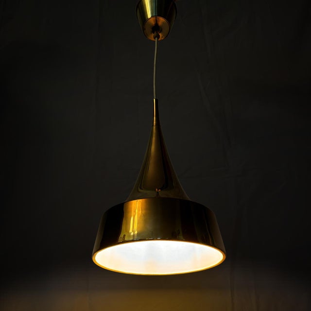 1960s Mid-Century Modern Scandinavian Brass Pendant Lamp by Eje Ahlgren for Bergboms, 1960s For Sale - Image 5 of 11