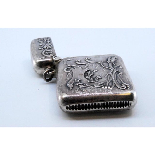 Art Nouveau Silver Matchbox Embossed with Plant Motifs and Hinged Lid For Sale - Image 4 of 11