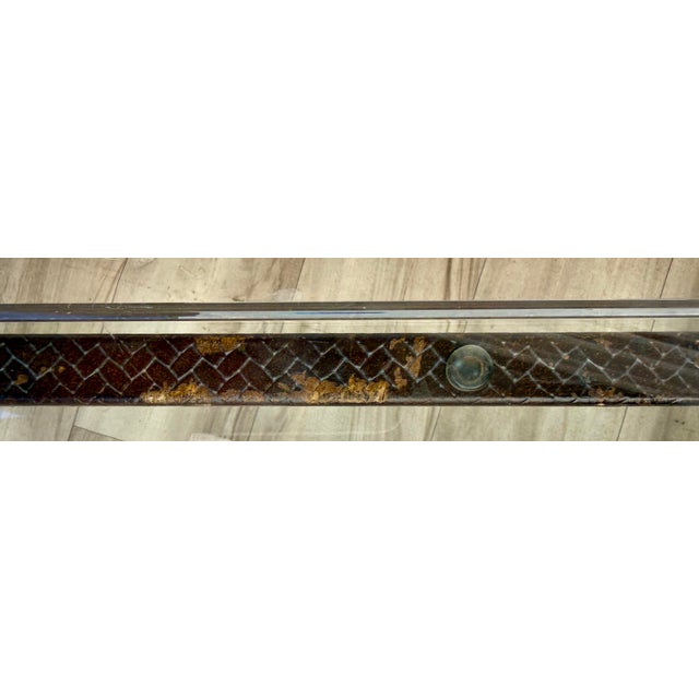 Faux Bamboo Metal Leather Coffee Table For Sale - Image 9 of 16
