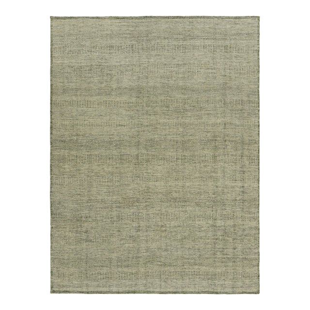 Rug & Kilim’s Contemporary Textural Rug in Green and White Tones - 14x20 For Sale