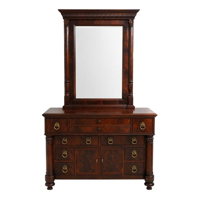Henredon Empire Mahogany Dresser W. Mirror For Sale