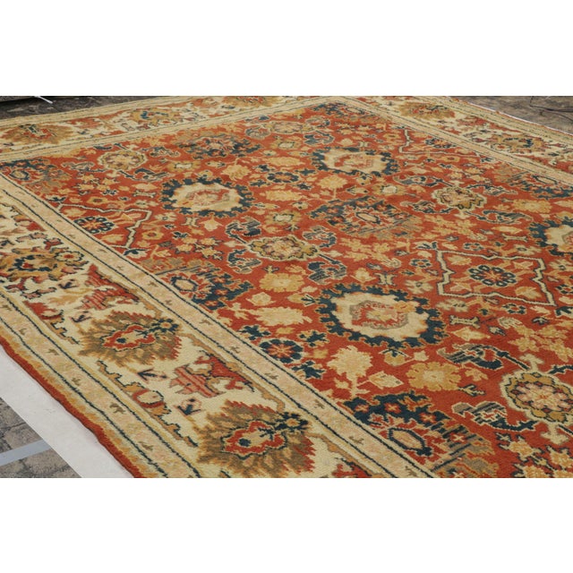 Late 19th Century Antique Arts & Crafts Rug in Rust With Floral Patterns, From Rug & Kilim For Sale In New York - Image 6 of 9