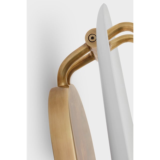 2020s Kelly Wearstler for Visual Comfort Signature Teline 24" Oval Sconce in Antique-Burnished Brass and Matte White For Sale - Image 5 of 8