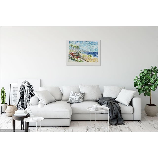 FREE Shipping: Contemporary monoprint on paper by the artist Martha Holden. Painted from a view of the Pacific Ocean. This...