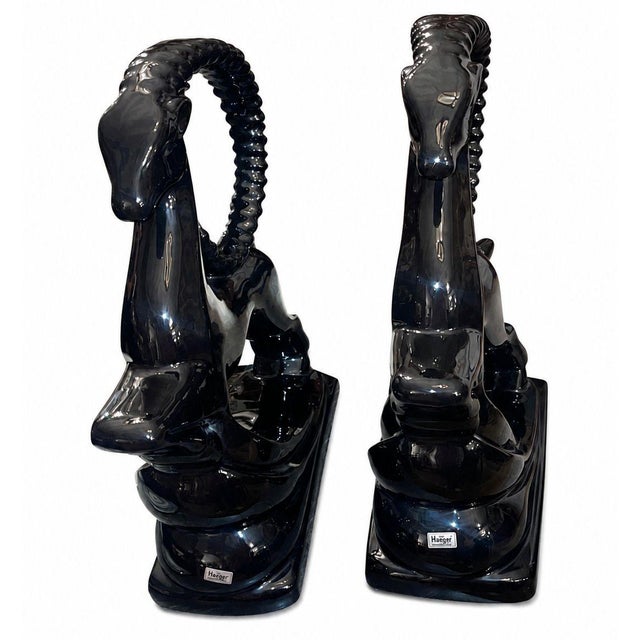 Royal Haeger Pair of Royal Haeger Glossy Black Gazelle Sculptures. u.s.a. Late 20th Century. For Sale - Image 4 of 11