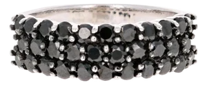 1.40 Carat Black Diamond Band 14 Karat White Gold, Size 6
