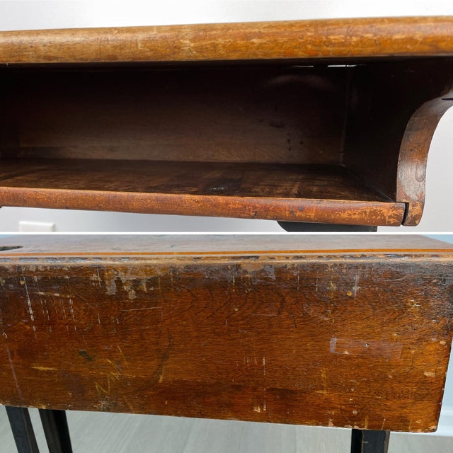 Vintage Heywood Wakefield Eclipse Wood & Cast Iron School Desk and