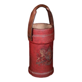 Antique Decorative Stick Stand, English, Leather, Basket, Storage Bin, c.1920 For Sale