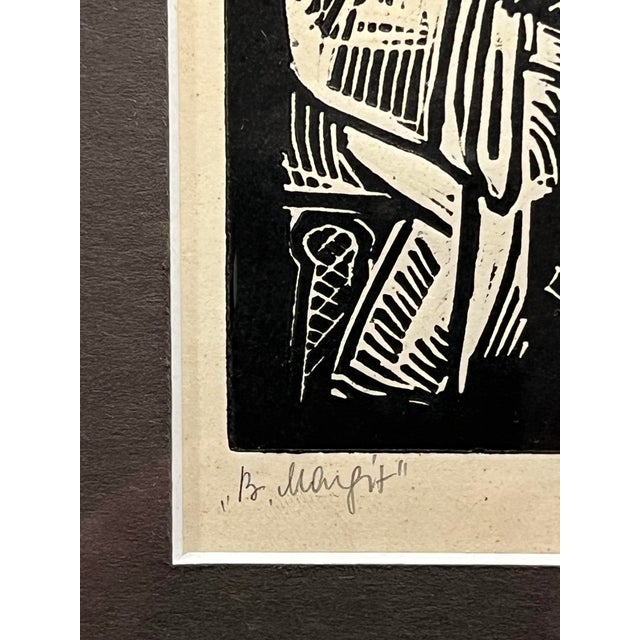 Set of 2 Vintage Linocut Prints St. Ladislaus & B. Margarita by Hungarian Artist For Sale - Image 4 of 8