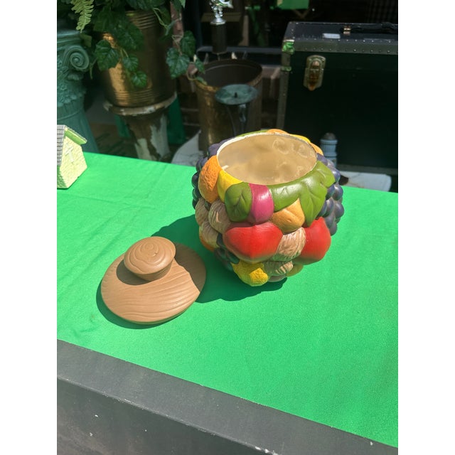 Vintage Ceramic Hand Painted Fruit Style Cookie Jar For Sale - Image 4 of 7