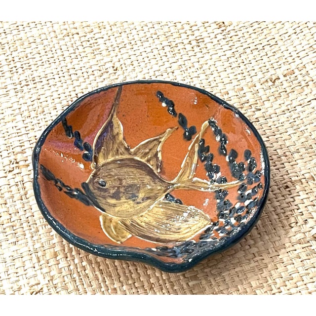 Italian Vintage Italian Terracotta Glazed Fish Vide Poche For Sale - Image 3 of 6