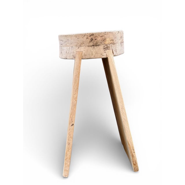 22" - Handcrafted Sculptural Solid Wood Natural "Halo" Stool For Sale - Image 11 of 12