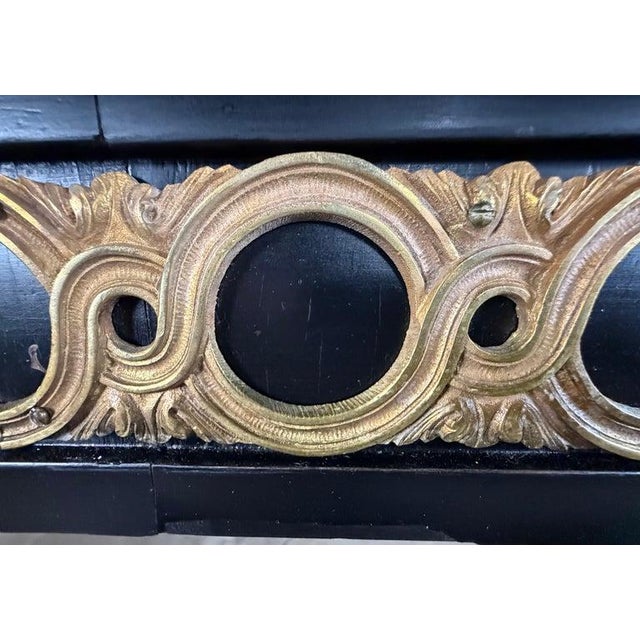 Ebony Grand French Louis XVI–Style Oval Dining Table With Gilt Pierced Apron For Sale - Image 8 of 12