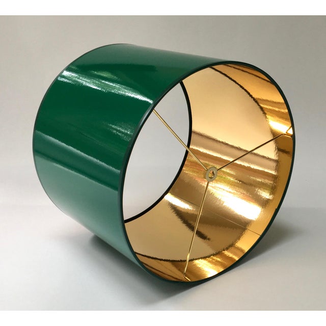 Large High Gloss Dark Green Drum Lamp Shade With Gold Lining Chairish