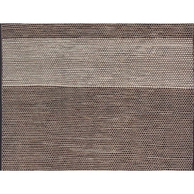 Modern Rug With Brick Design in Brown and Cream by Keivan Woven Arts 9'4 X 11'1 For Sale - Image 10 of 12