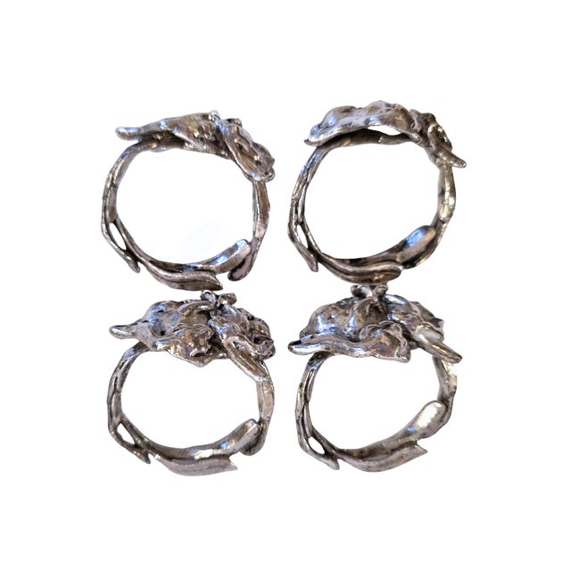 Set of 4 Arthur Court Bunny Napkin Rings With Original Box For Sale - Image 15 of 18