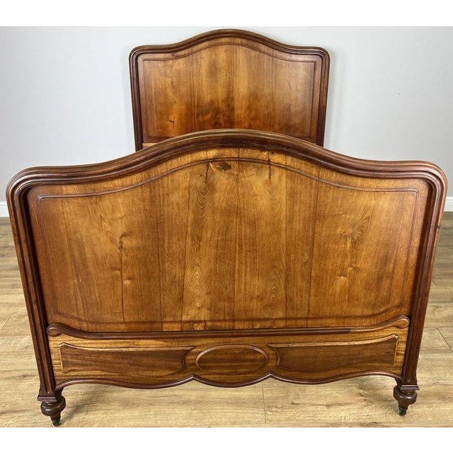 Antique French Style Double Bed Frame with Carved Walnut Headboard For Sale - Image 18 of 18