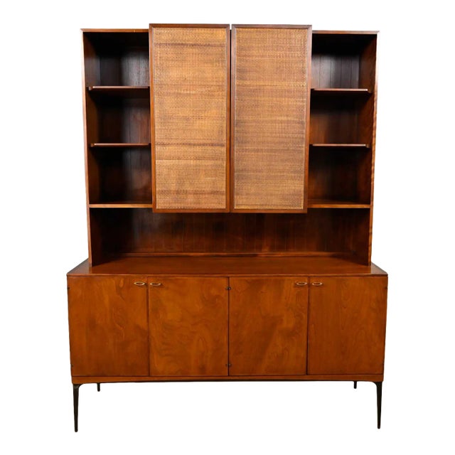 Mid-Century Modern 2-Piece China Hutch Cabinet Buffet by Heywood Wakefield for Contessa Collection For Sale