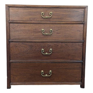 Classic Solid Wood 4-Drawer Dresser With Brass Handles For Sale