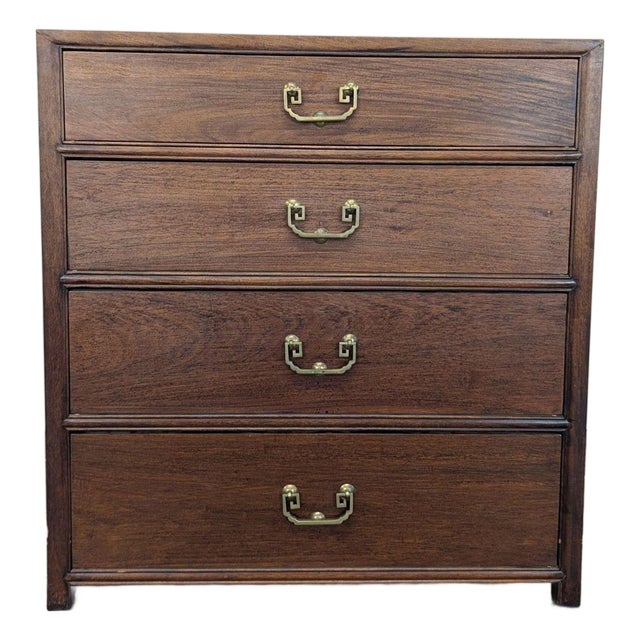 Classic Solid Wood 4-Drawer Dresser With Brass Handles For Sale