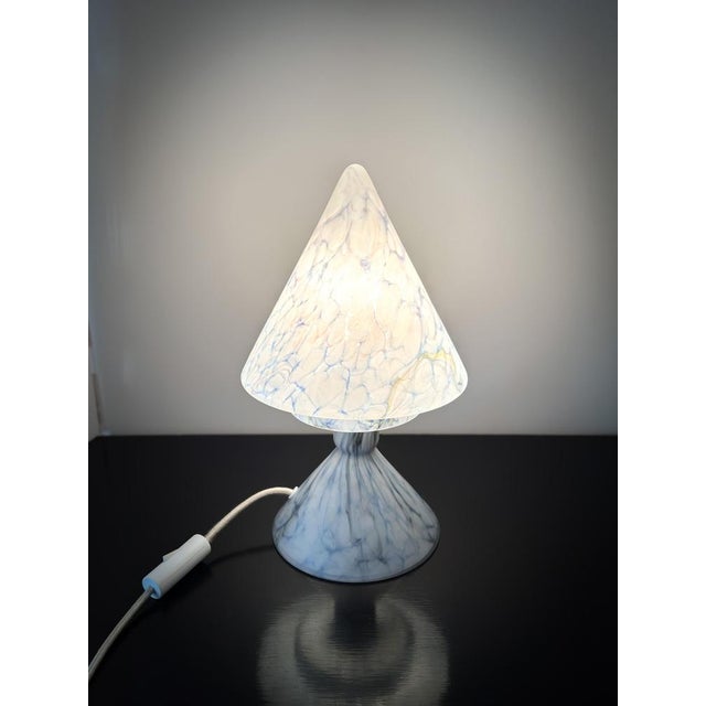 Vintage Cubist-Style Pastel Glass Pastel Blue Glass Table Lamp, 1920s For Sale - Image 12 of 13