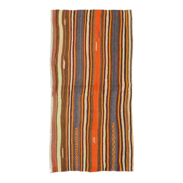Small Vintage Striped Kilim Rug - 2`7" X 5`0" For Sale