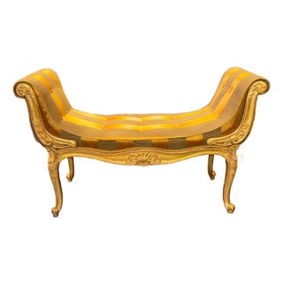 19th C. French Louis XV Giltwood Bench For Sale