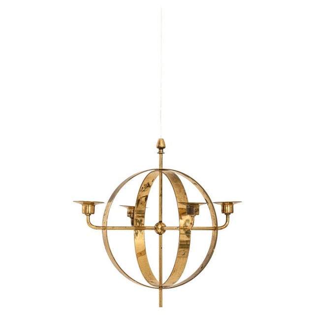 Candleabra Chandelier in Brass by Hans-Agne Jakobsson, 1960s For Sale - Image 6 of 6