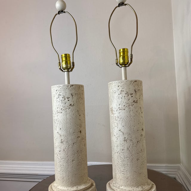 Vintage Costal Faux Coral Stone Table Lamps - A Pair For Sale - Image 9 of 9