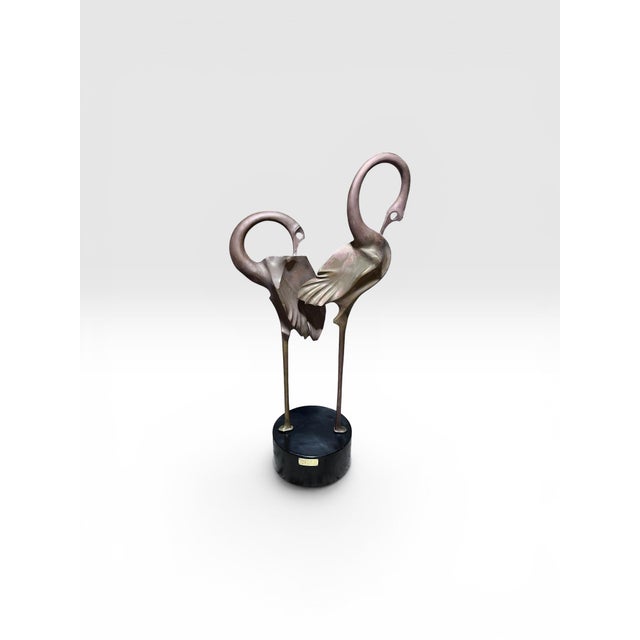 Hattakitkosol Somchai 1980s Monumental Signed Somchai Hattakitkosol Bronze Flamingo Sculpture, 56” High For Sale - Image 4 of 10