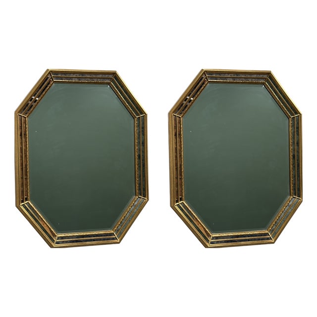 Vintage Gold Gilt Octagonal Mirrors by Deknudt, Belgian, 1970s For Sale