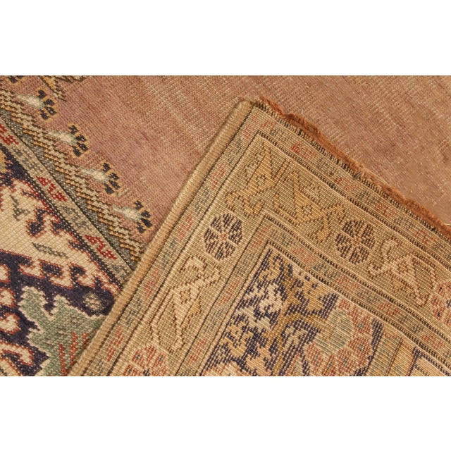 Glass Antique Kayseri Beige and Pink Wool Rug For Sale - Image 7 of 7